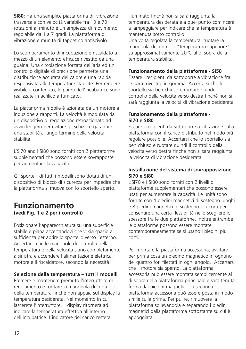 Funzionamento | Dynalab SI80/120V/60 User Manual | Page 14 / 28