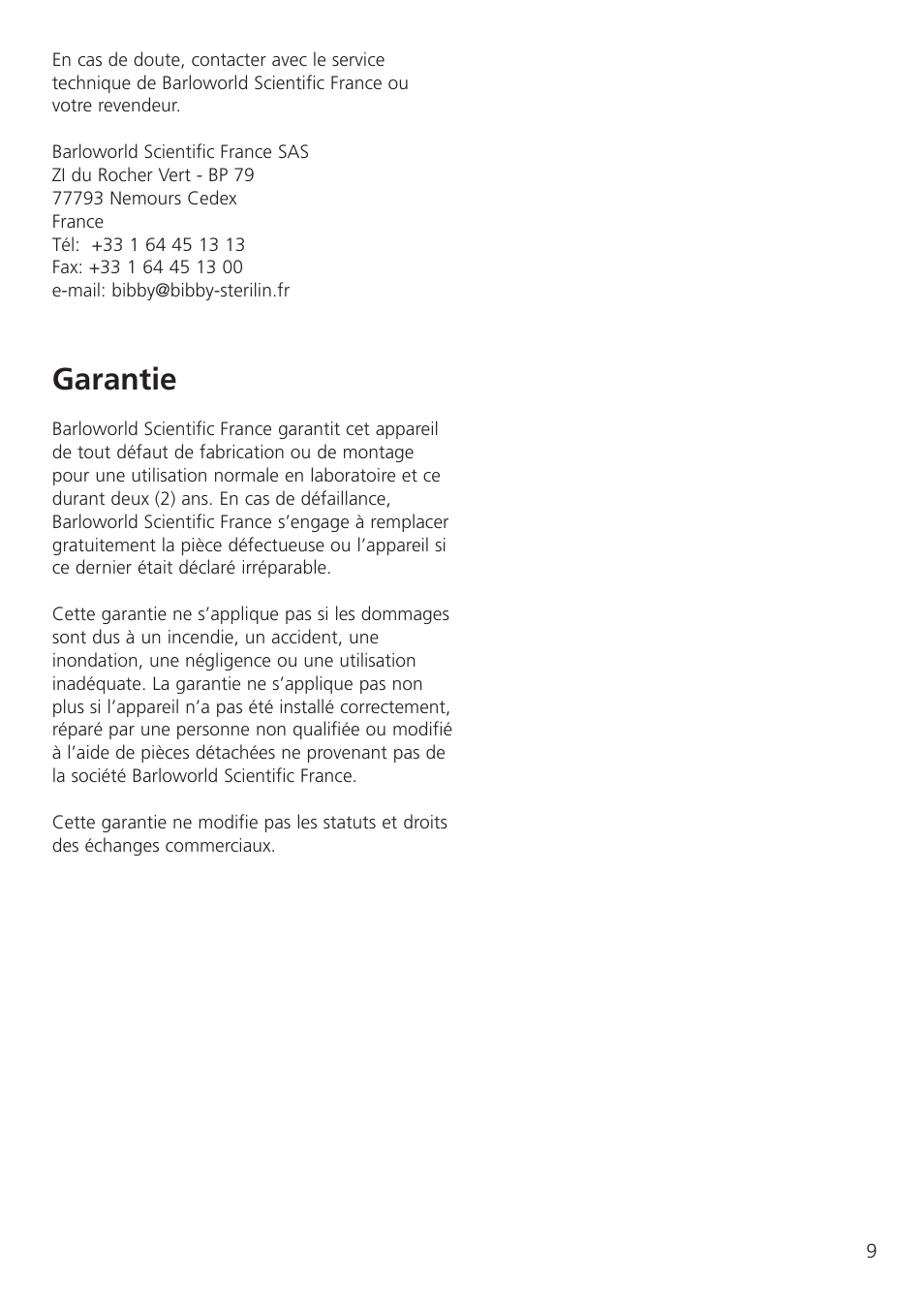 Garantie | Dynalab SMP3/120V/60 User Manual | Page 11 / 28