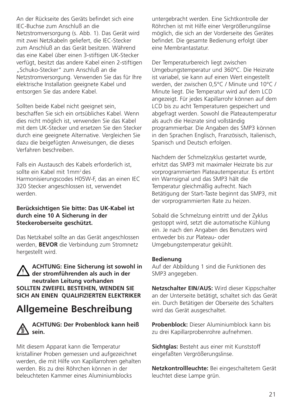 Allgemeine beschreibung | Dynalab SMP3/120V/60 User Manual | Page 23 / 28