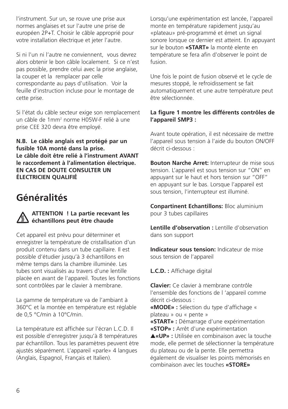 Généralités | Dynalab SMP3/120V/60 User Manual | Page 8 / 28