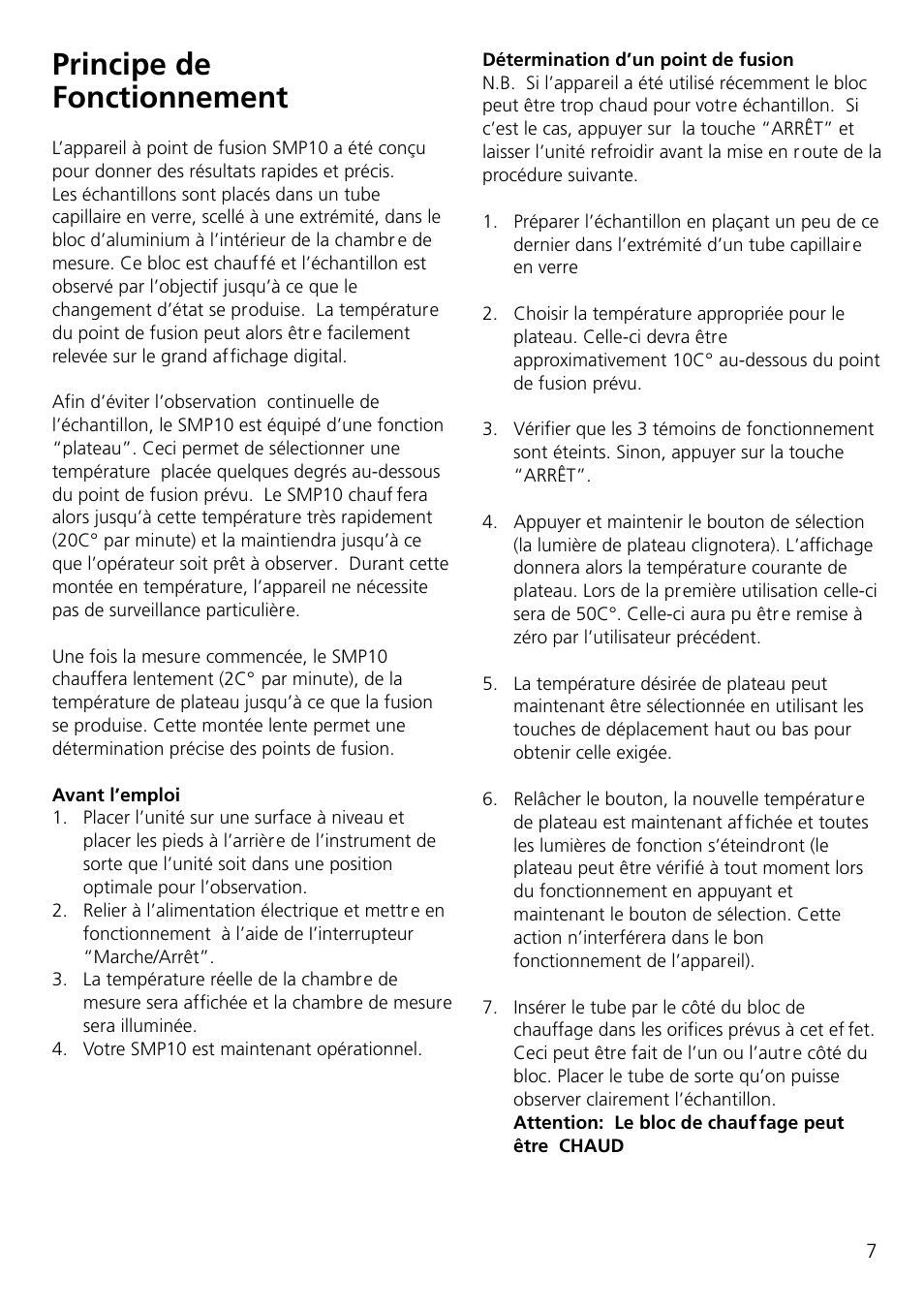 Principe de fonctionnement | Dynalab SMP10/120V/60 User Manual | Page 9 / 28