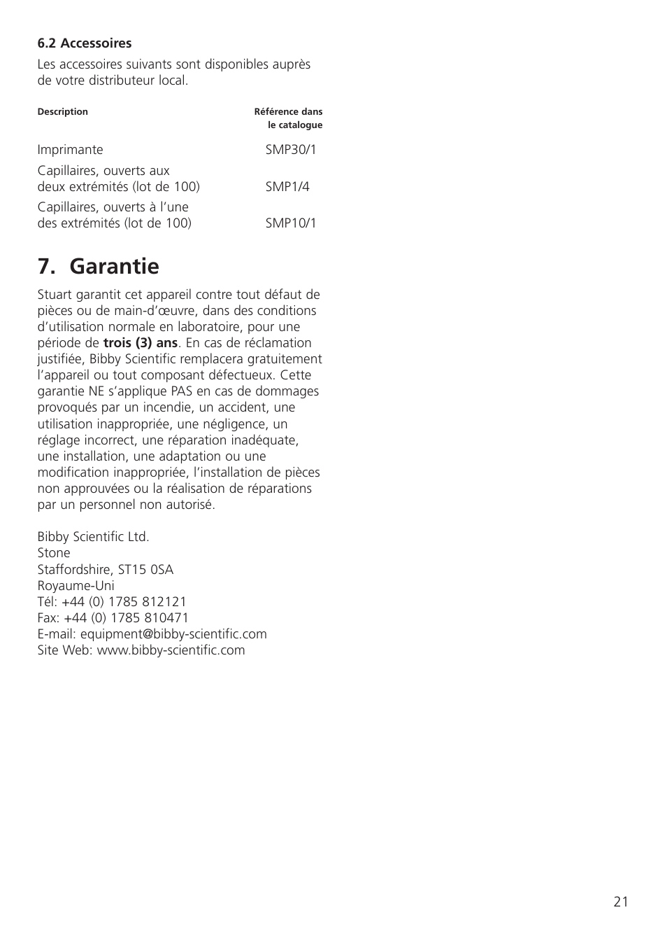 Garantie | Dynalab SMP30 User Manual | Page 23 / 60