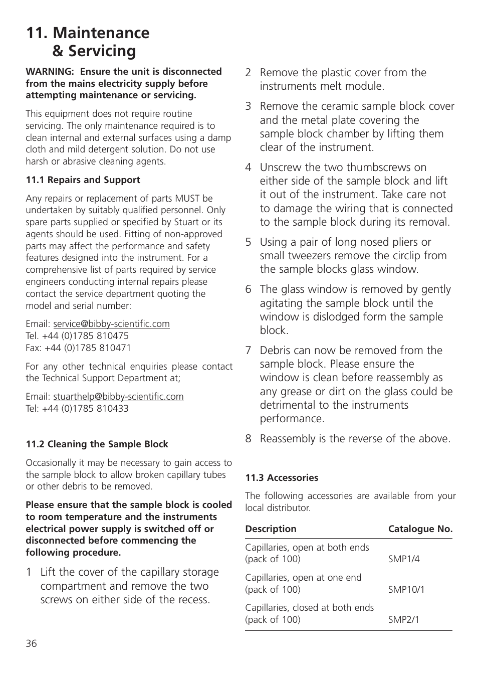 Maintenance & servicing | Dynalab SMP40 User Manual | Page 38 / 44