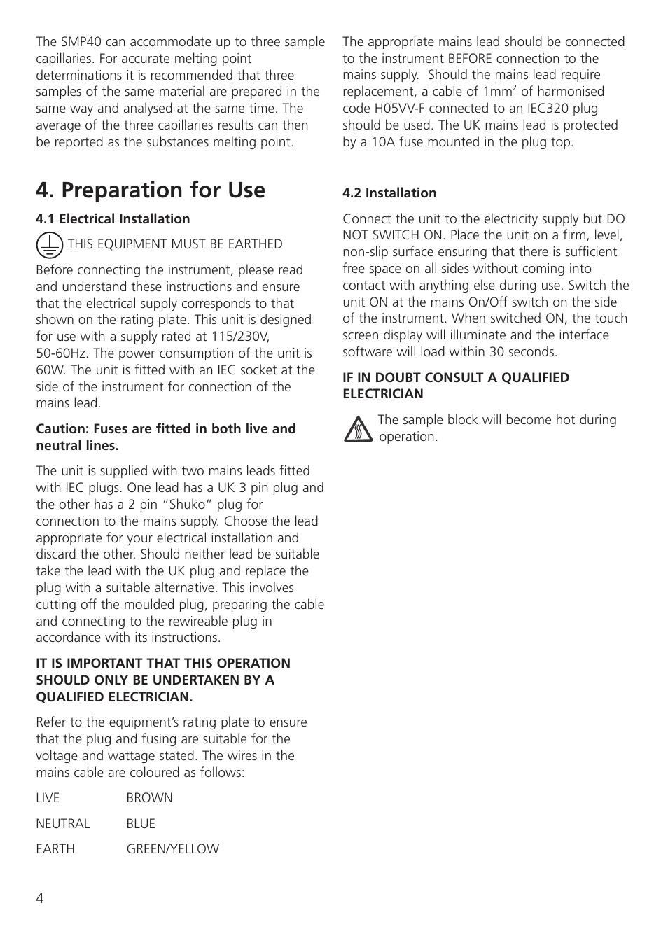 Preparation for use | Dynalab SMP40 User Manual | Page 6 / 44
