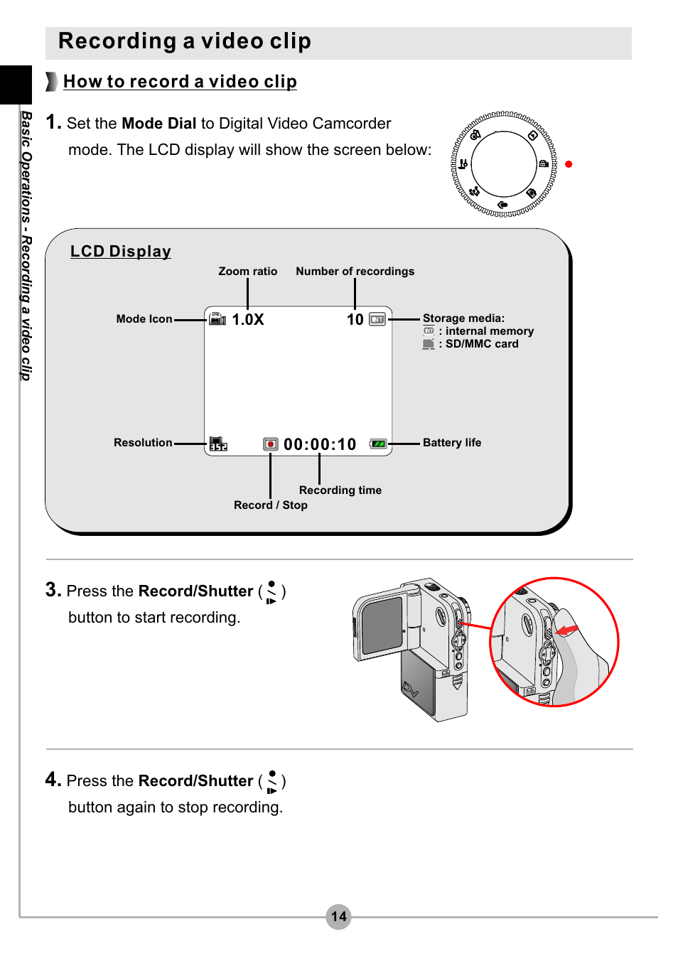 Recording a video clip, How to record a video clip | AIPTEK Pocket DV4500 User Manual | Page 15 / 86