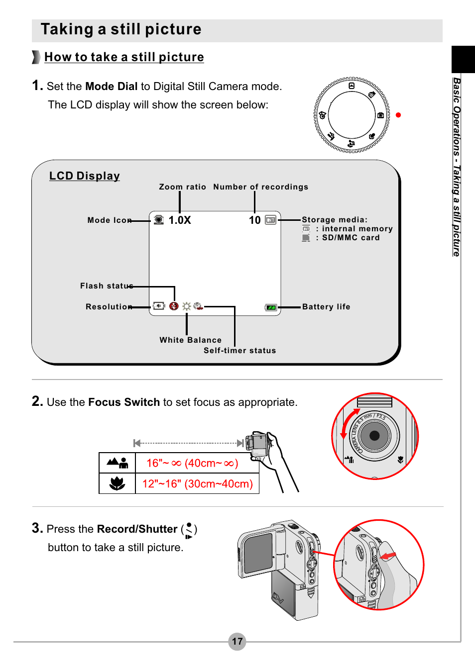 Taking a still picture, How to take a still picture | AIPTEK Pocket DV4500 User Manual | Page 18 / 86