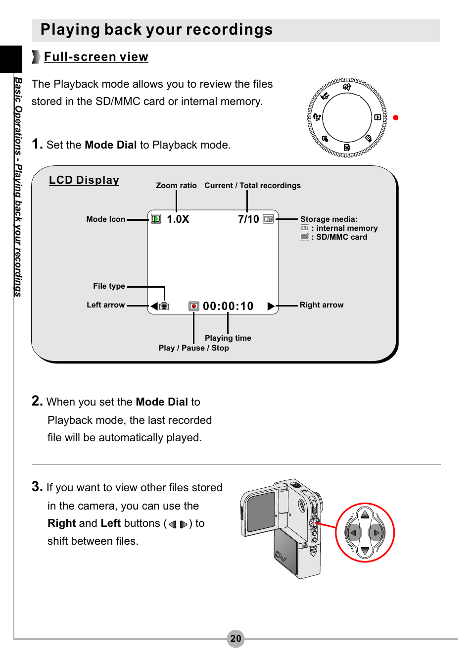 Playing back your recordings, Full-screen view | AIPTEK Pocket DV4500 User Manual | Page 21 / 86