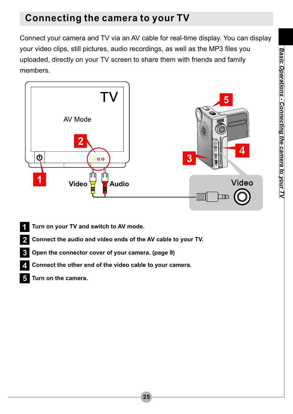 Connecting the camera to your tv | AIPTEK Pocket DV4500 User Manual | Page 26 / 86
