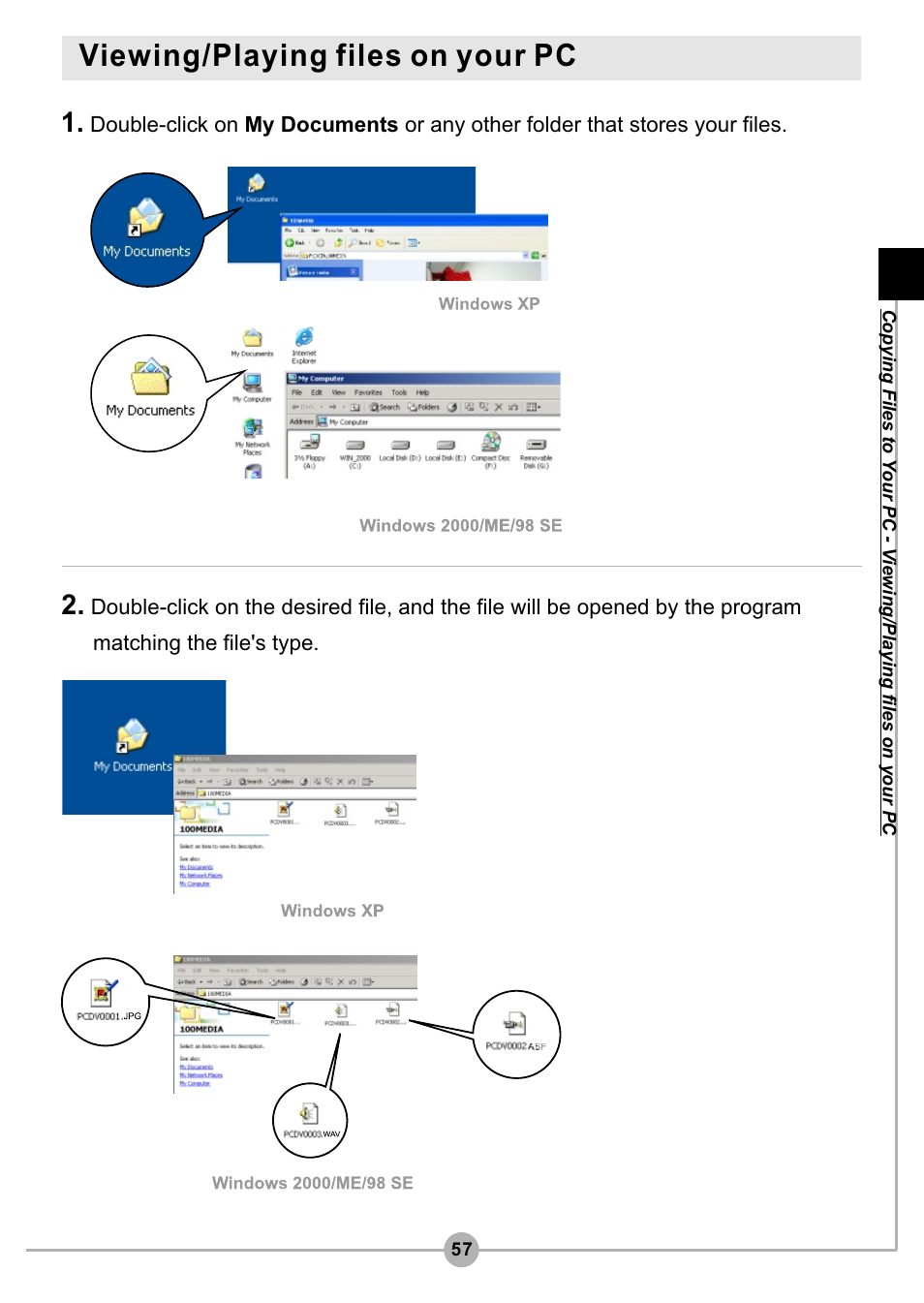 Viewing/playing files on your pc | AIPTEK Pocket DV4500 User Manual | Page 58 / 86