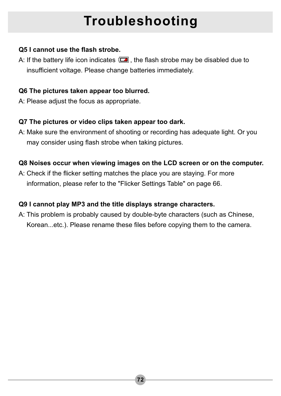 Troubleshooting | AIPTEK Pocket DV4500 User Manual | Page 73 / 86