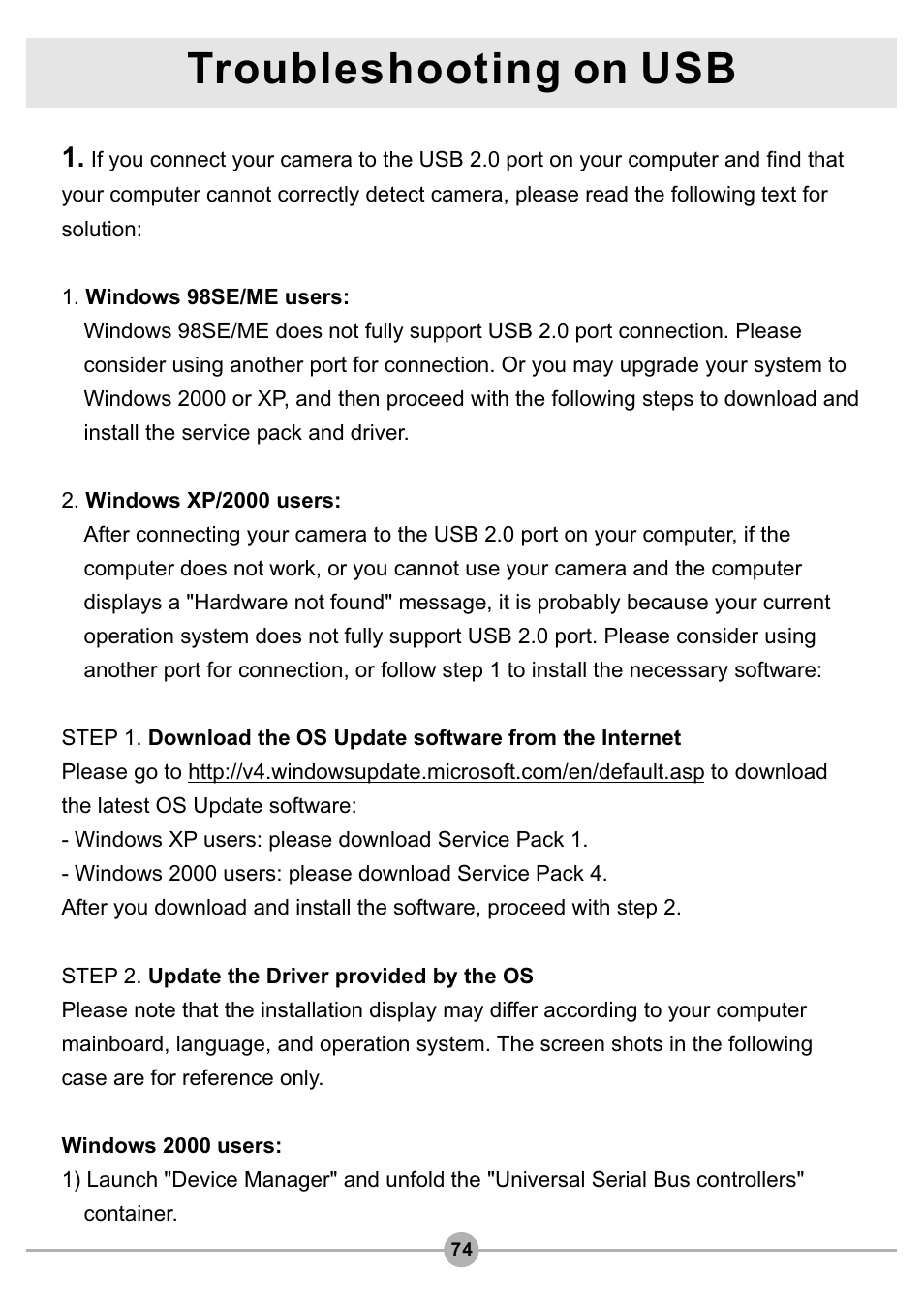 Troubleshooting on usb | AIPTEK Pocket DV4500 User Manual | Page 75 / 86