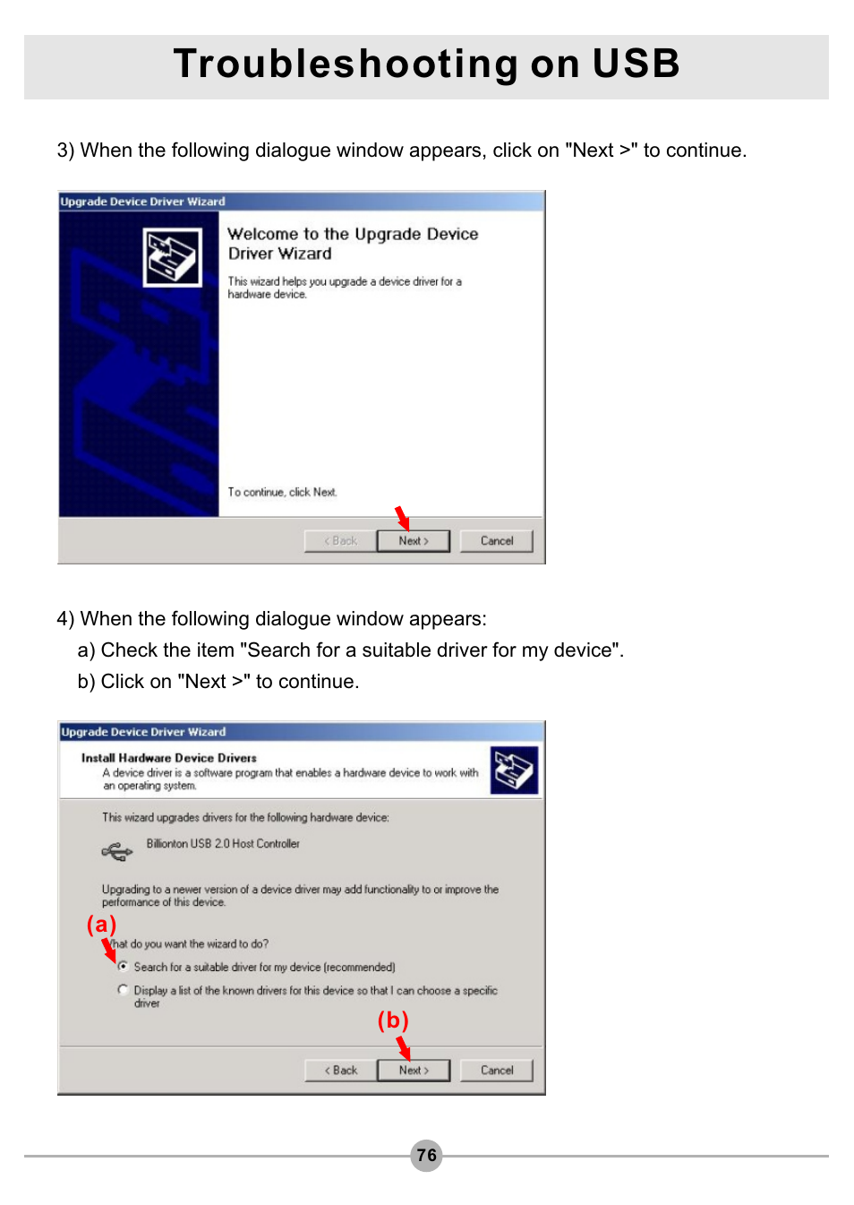 Troubleshooting on usb | AIPTEK Pocket DV4500 User Manual | Page 77 / 86