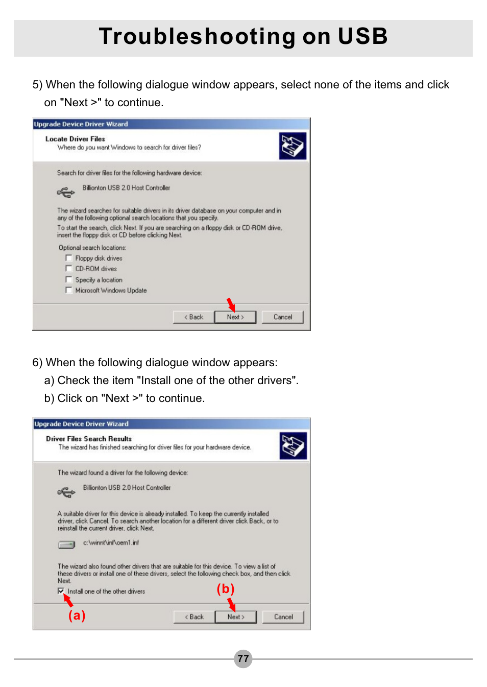 Troubleshooting on usb | AIPTEK Pocket DV4500 User Manual | Page 78 / 86