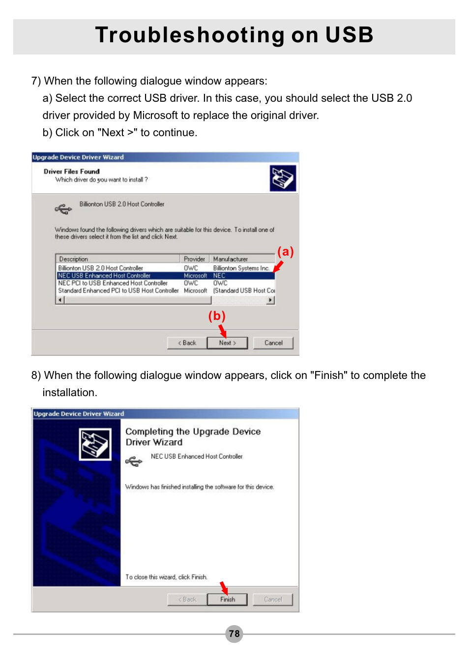 Troubleshooting on usb | AIPTEK Pocket DV4500 User Manual | Page 79 / 86