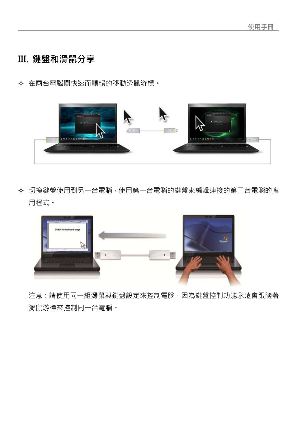 鍵盤和滑鼠分享, Iii. 鍵盤和滑鼠分享 | j5 create JUC700 USB 3.0 Wormhole Switch DSS - Windows User Manual | Page 195 / 198