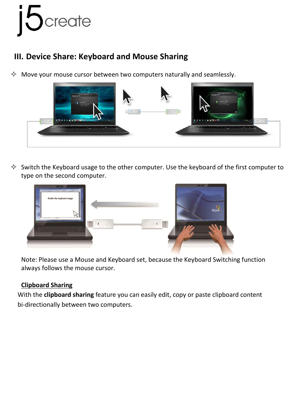 Iii. device share: keyboard and mouse sharing, Device share: keyboard and mouse sharing | j5 create JUC700 USB 3.0 Wormhole Switch DSS - Windows User Manual | Page 27 / 198