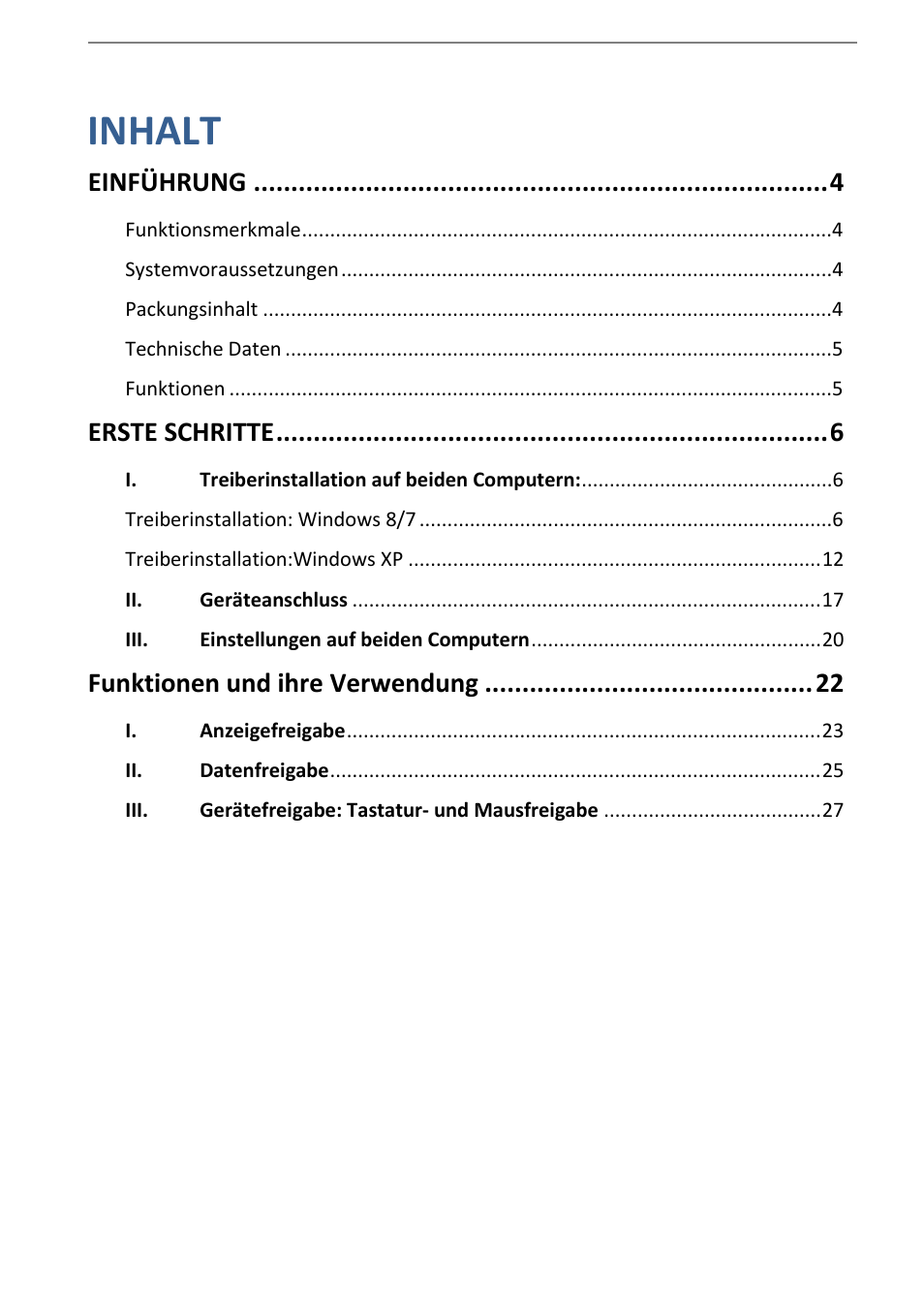 Einführung, Inhalt, Erste schritte | Funktionen und ihre verwendung | j5 create JUC700 USB 3.0 Wormhole Switch DSS - Windows User Manual | Page 71 / 198