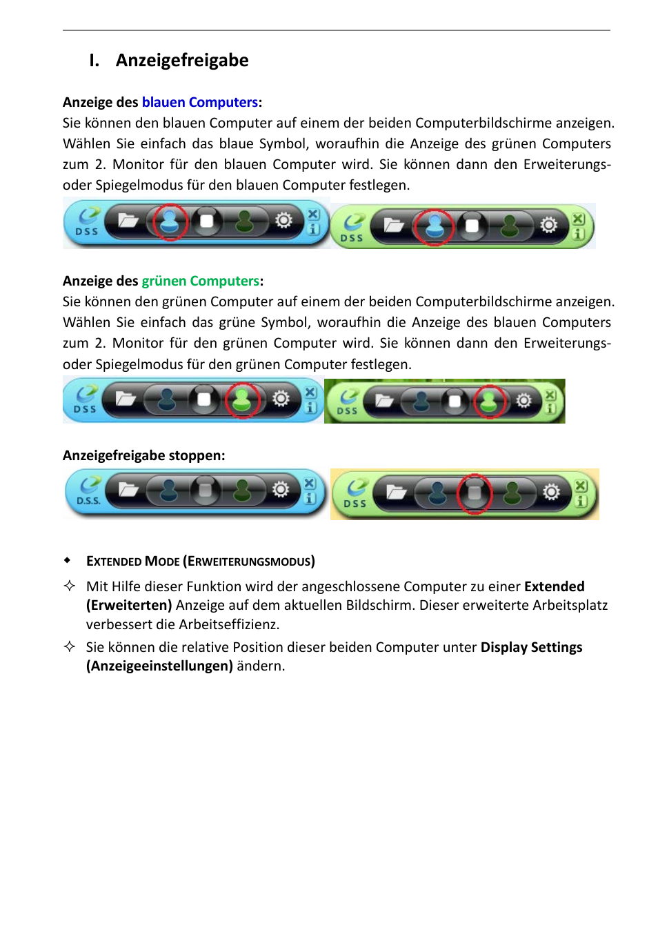 I. anzeigefreigabe, Extended mode (erweiterungsmodus) | j5 create JUC700 USB 3.0 Wormhole Switch DSS - Windows User Manual | Page 91 / 198