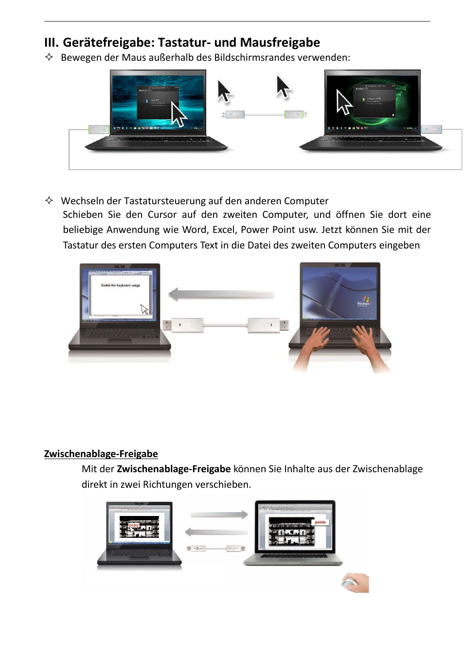 Iii. gerätefreigabe: tastatur- und mausfreigabe, Gerätefreigabe: tastatur- und mausfreigabe | j5 create JUC700 USB 3.0 Wormhole Switch DSS - Windows User Manual | Page 95 / 198