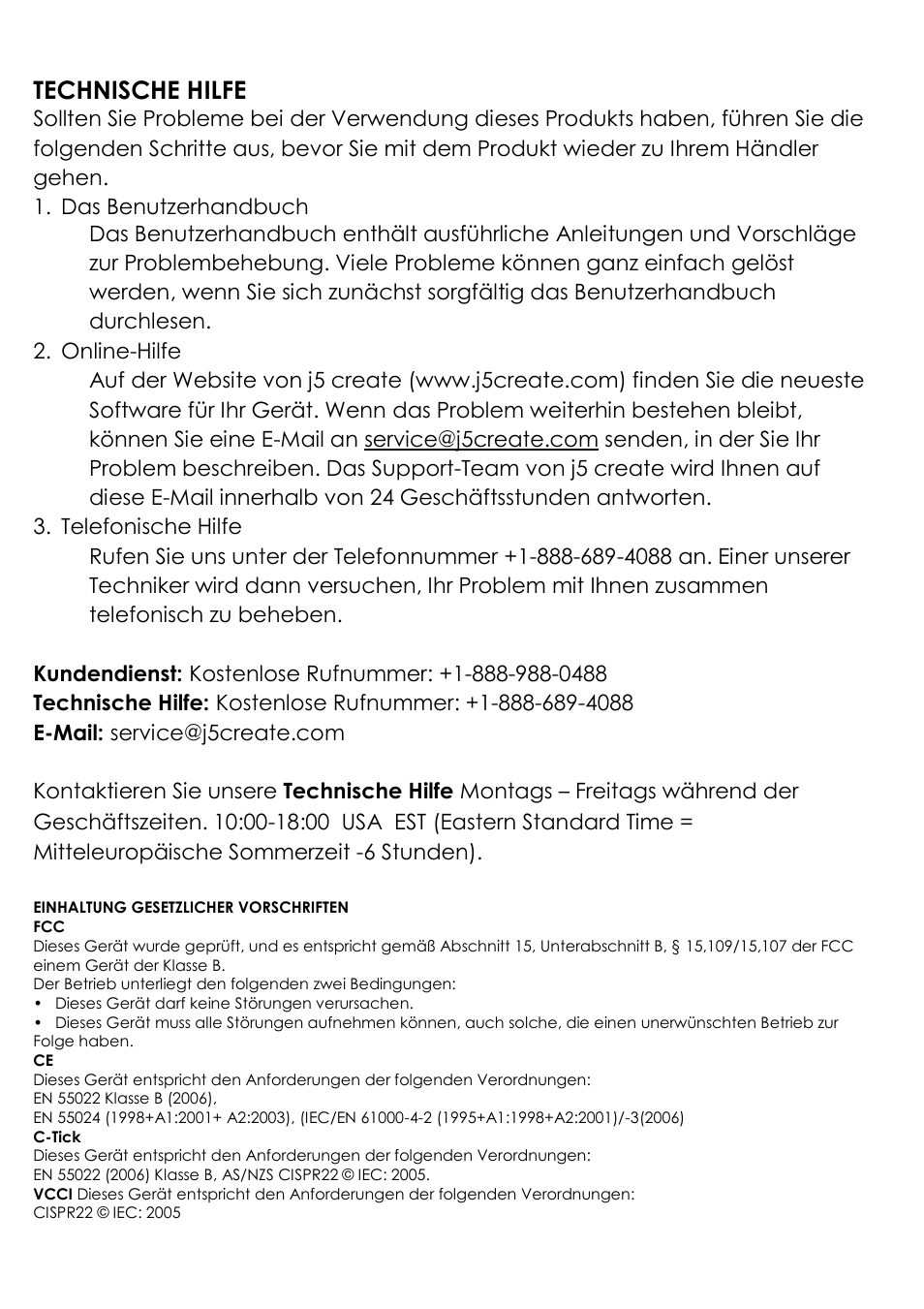 Technische hilfe | j5 create JUC100 Wormhole - Windows & Android User Manual | Page 40 / 80