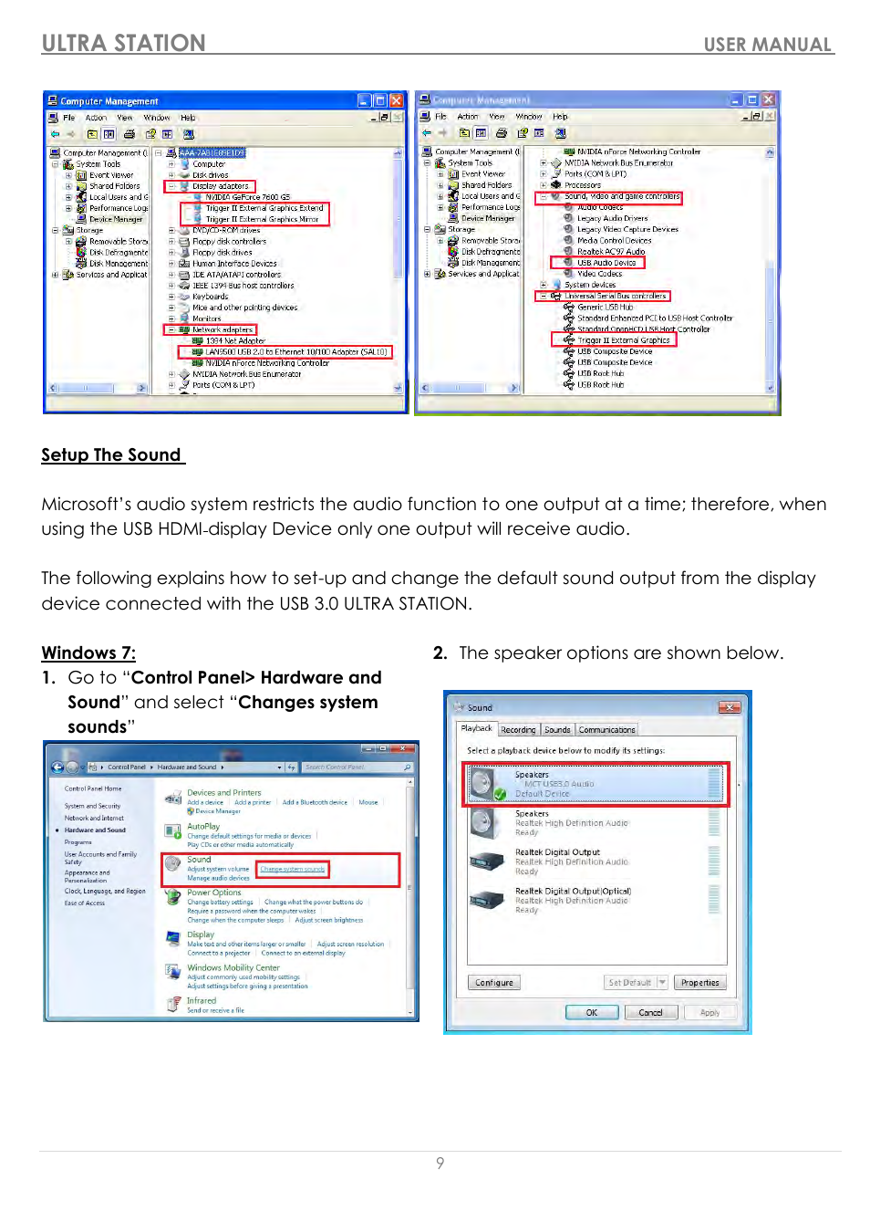 Setup the sound, Ultra station | j5 create JUD500 USB 3.0 Ultra Station User Manual | Page 10 / 244