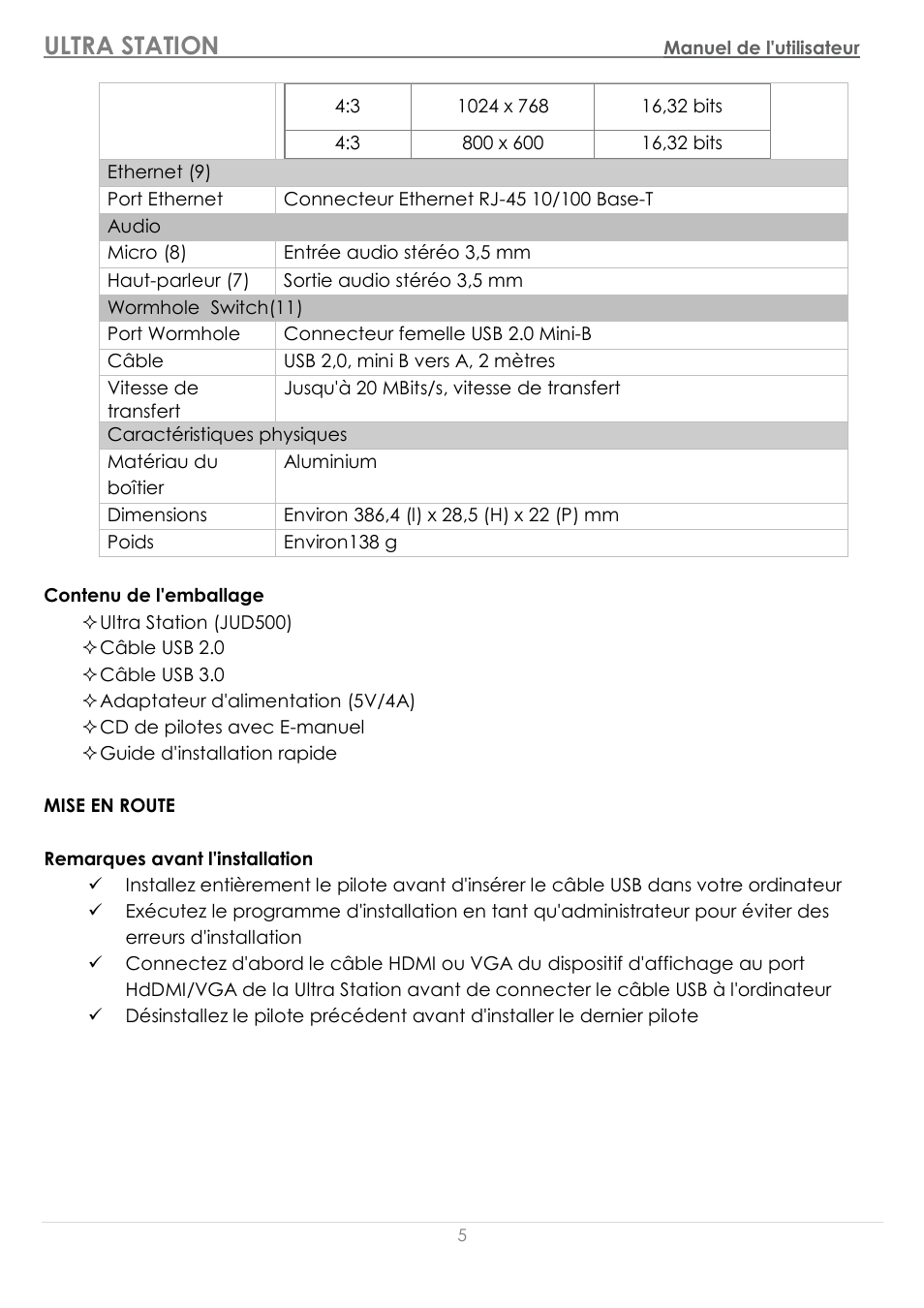 Mise en route, Ultra station | j5 create JUD500 USB 3.0 Ultra Station User Manual | Page 47 / 244
