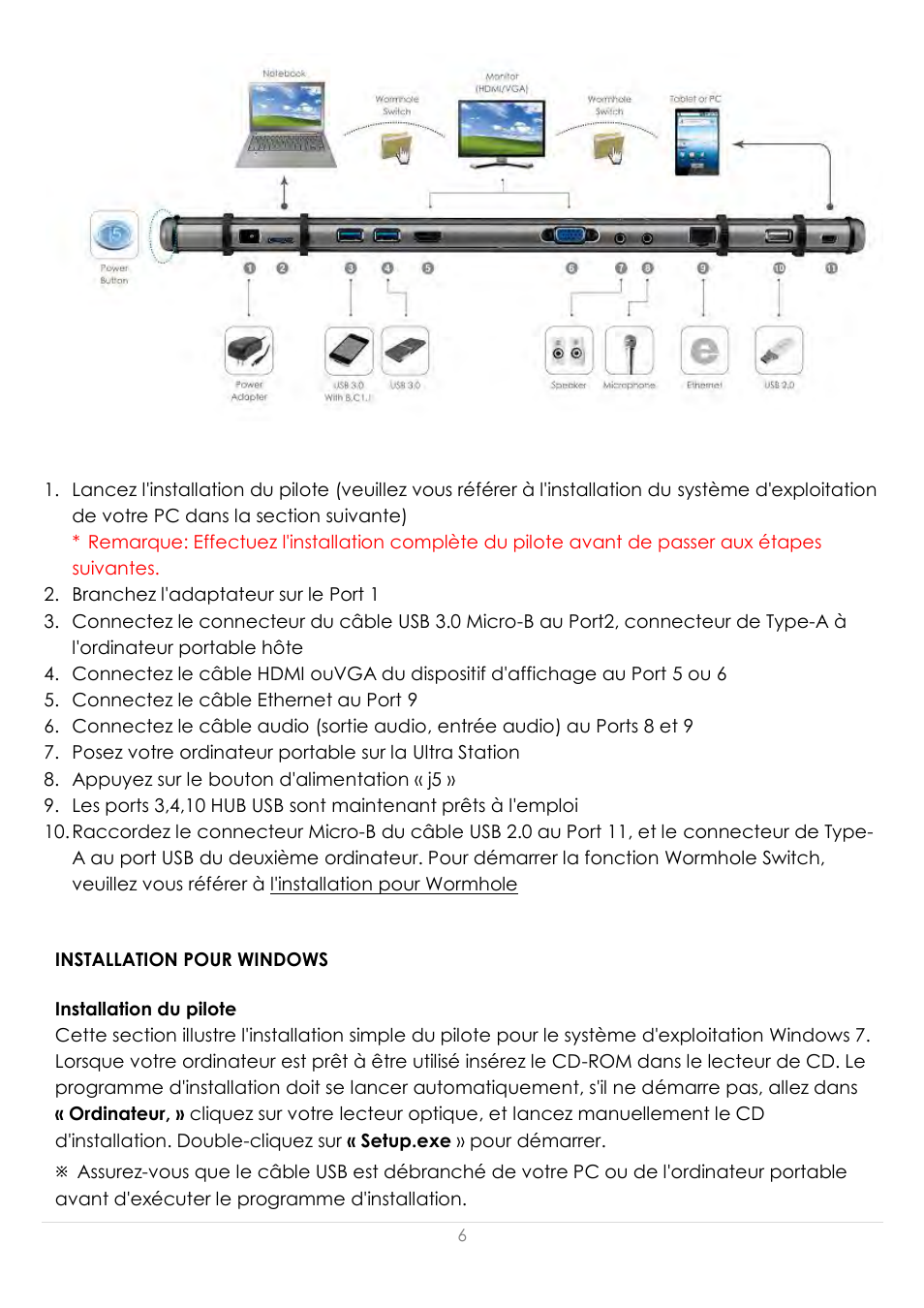 Installation pour windows, Installation du pilote | j5 create JUD500 USB 3.0 Ultra Station User Manual | Page 48 / 244