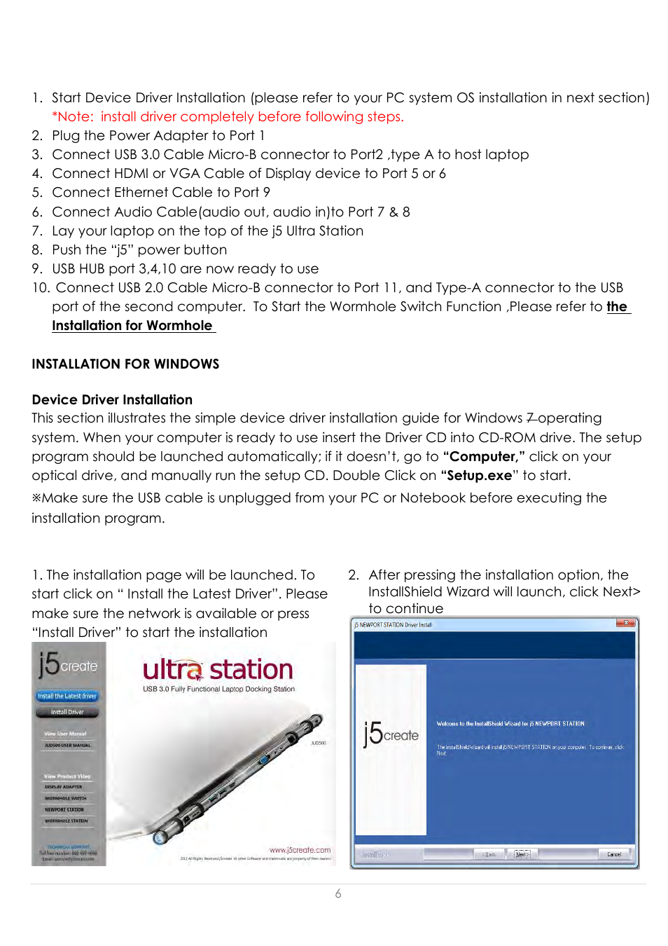 Installation for windows, Device driver installation | j5 create JUD500 USB 3.0 Ultra Station User Manual | Page 7 / 244