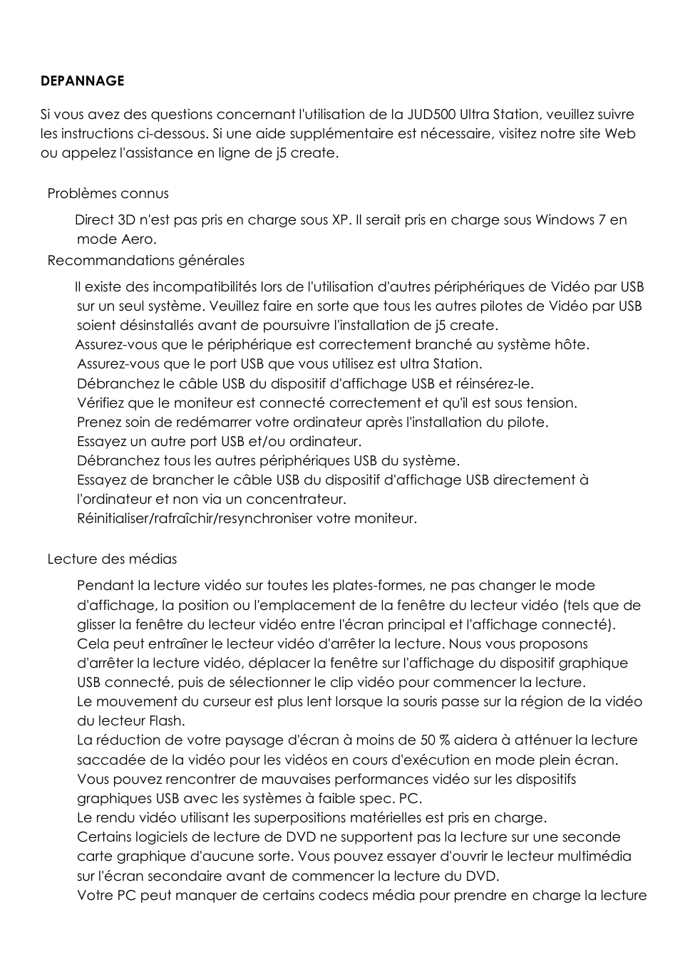 Depannage | j5 create JUD500 USB 3.0 Ultra Station User Manual | Page 79 / 244