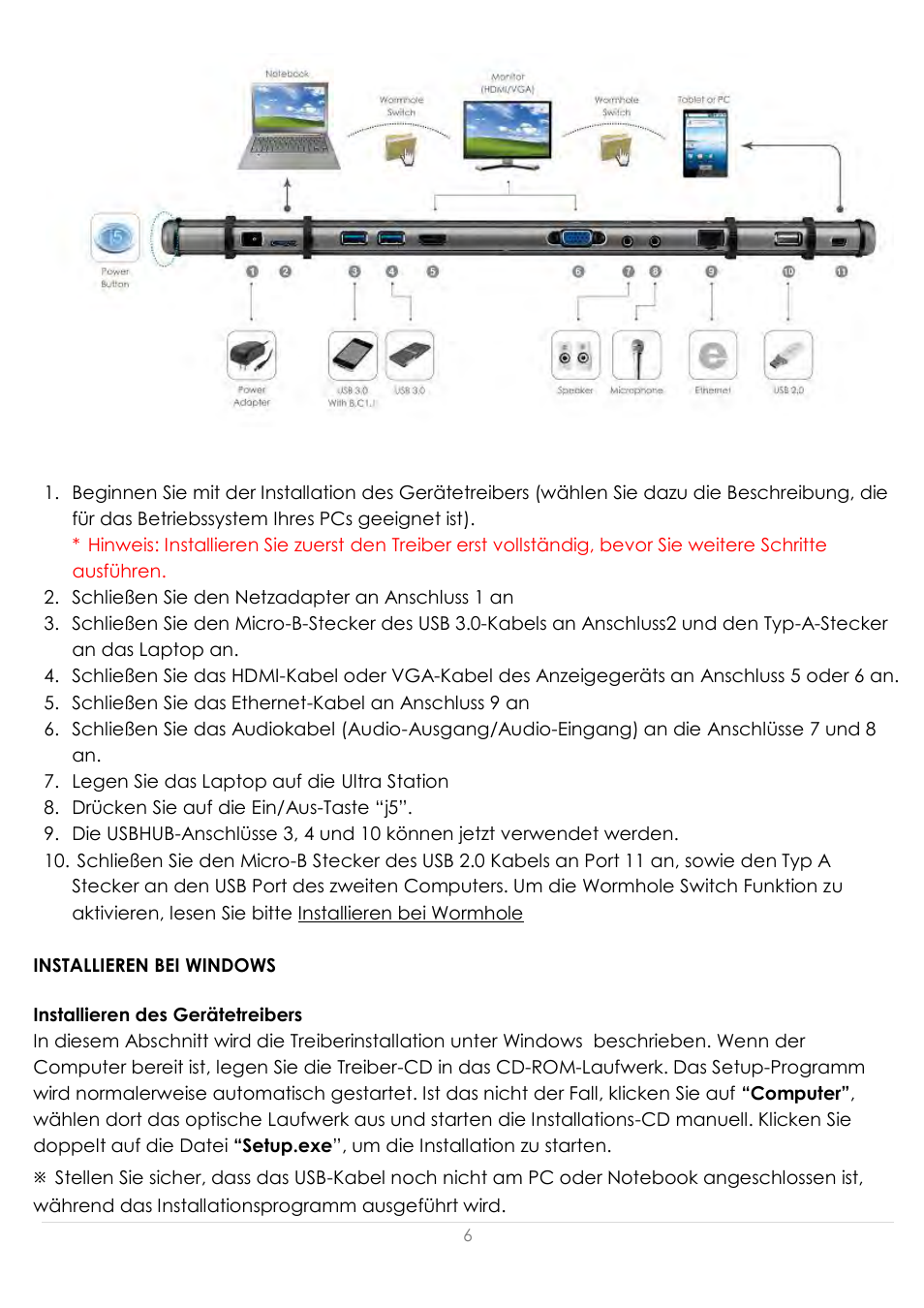 Installieren bei windows, Installieren des gerä tetreibers | j5 create JUD500 USB 3.0 Ultra Station User Manual | Page 88 / 244