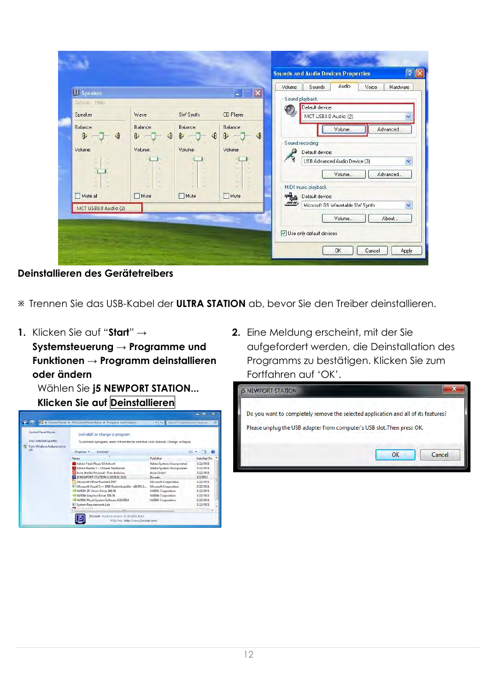 Deinstallieren des gerä tetreibers | j5 create JUD500 USB 3.0 Ultra Station User Manual | Page 94 / 244