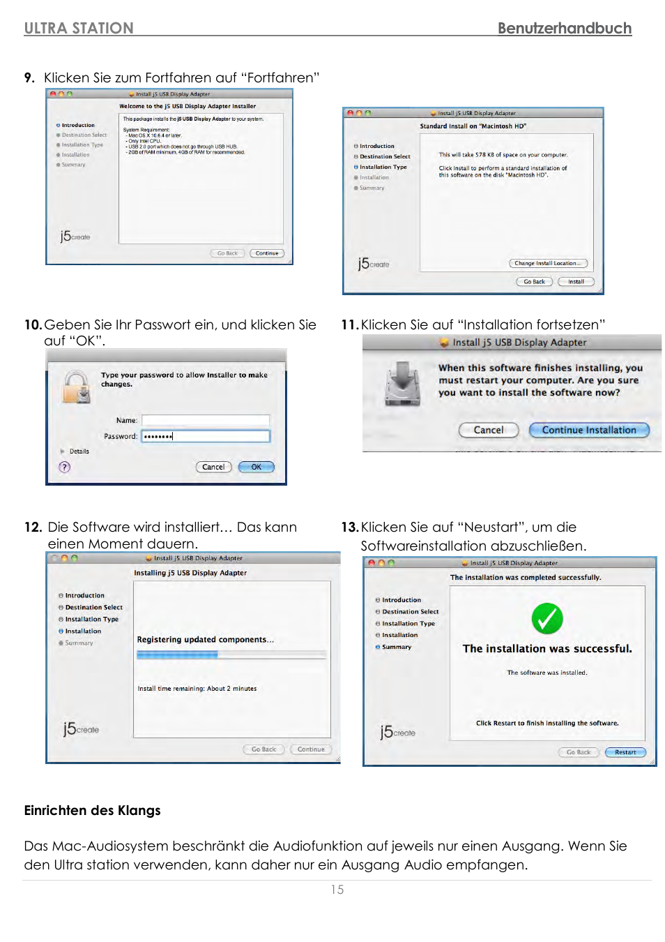 Einrichten des klangs | j5 create JUD500 USB 3.0 Ultra Station User Manual | Page 97 / 244