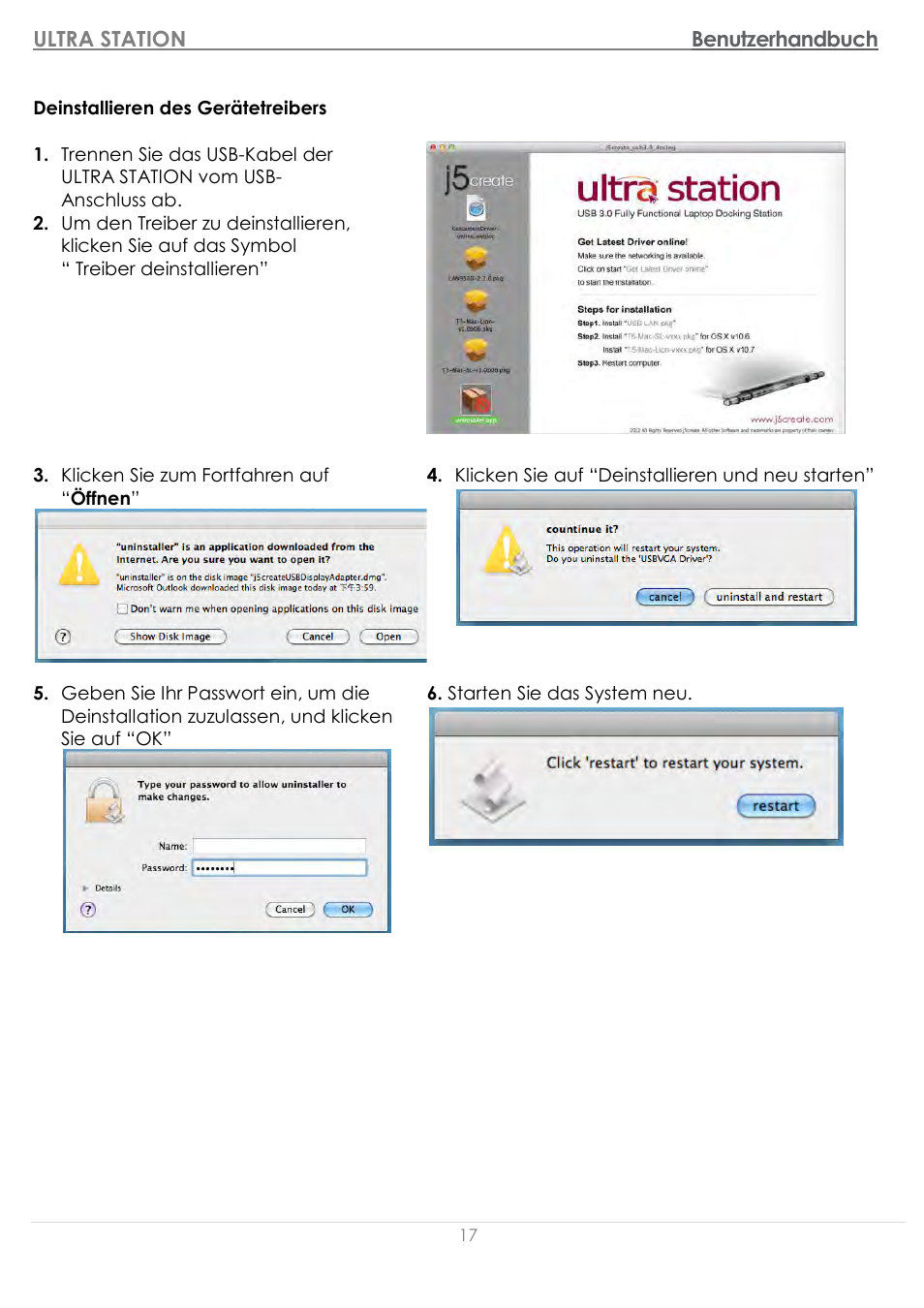Deinstallieren des gerä tetreibers | j5 create JUD500 USB 3.0 Ultra Station User Manual | Page 99 / 244