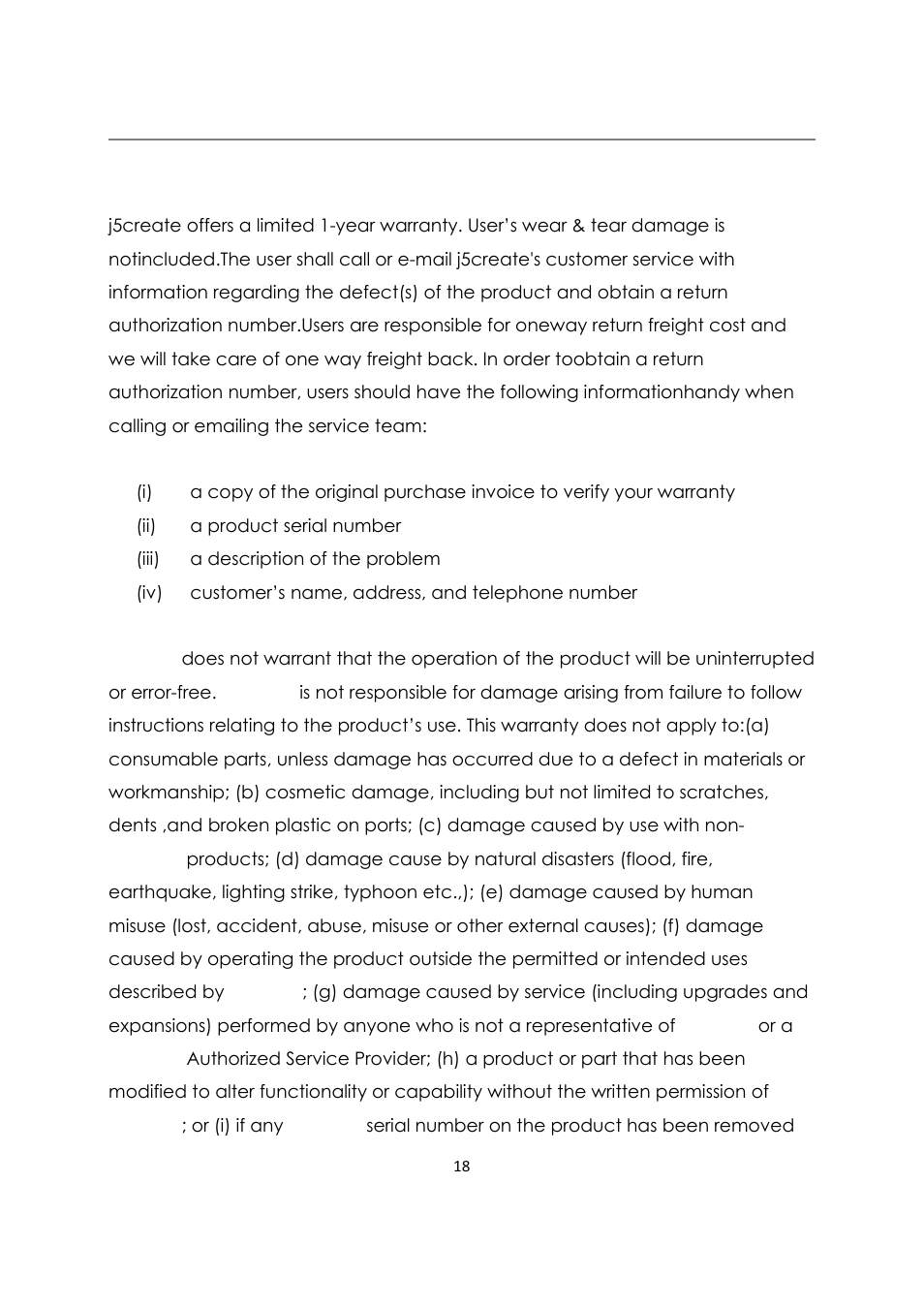 Limited warranty | j5 create JUD480 USB 3.0 BOOMERANG STATION User Manual | Page 19 / 122