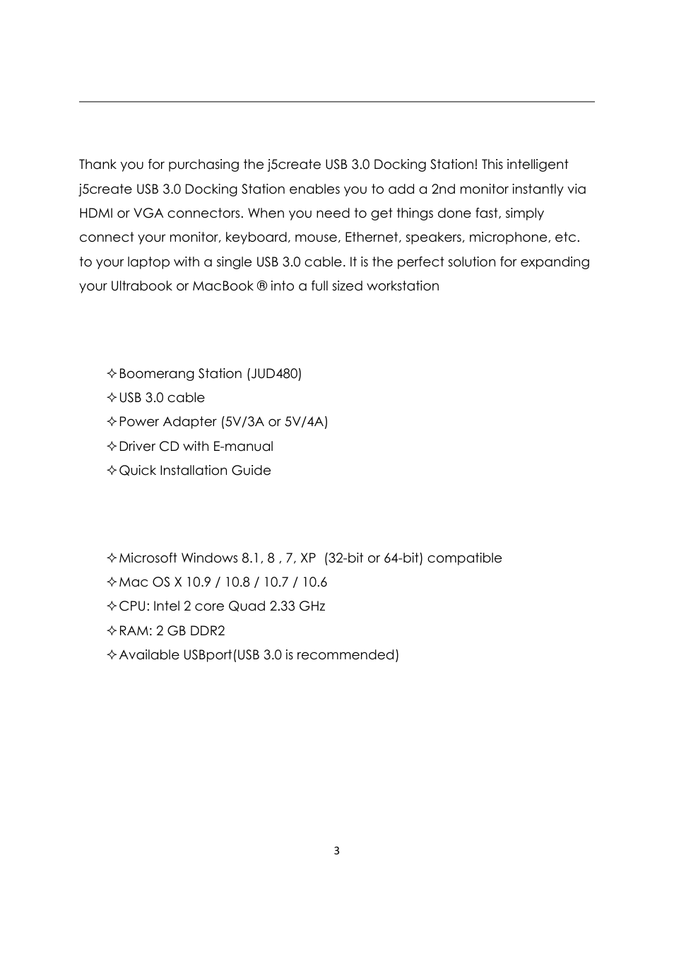 Introduction, Package contents, System requirements | j5 create JUD480 USB 3.0 BOOMERANG STATION User Manual | Page 4 / 122