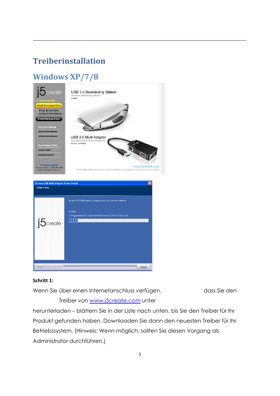 Treiberinstallation windows xp/7/8 | j5 create JUD480 USB 3.0 BOOMERANG STATION User Manual | Page 46 / 122