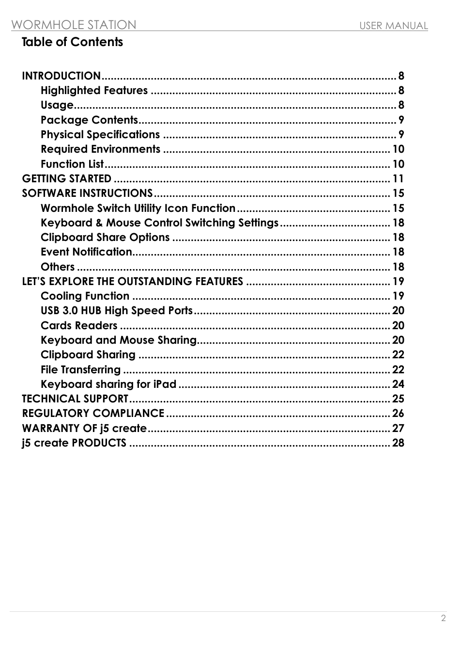 j5 create JUH320v2 USB 3.0 Wormhole Station User Manual | Page 2 / 155