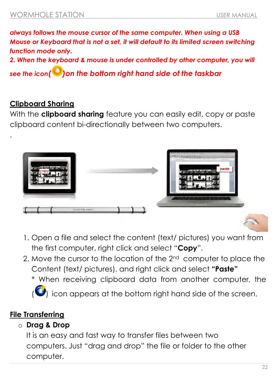 Clipboard sharing file transferring | j5 create JUH320v2 USB 3.0 Wormhole Station User Manual | Page 22 / 155