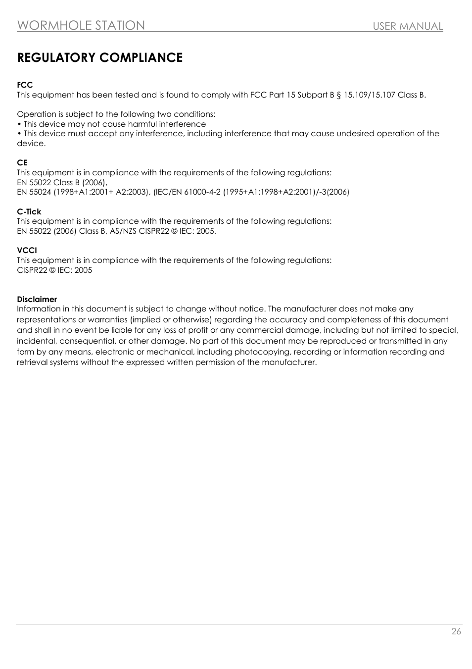 Regulatory compliance, Wormhole station | j5 create JUH320v2 USB 3.0 Wormhole Station User Manual | Page 26 / 155