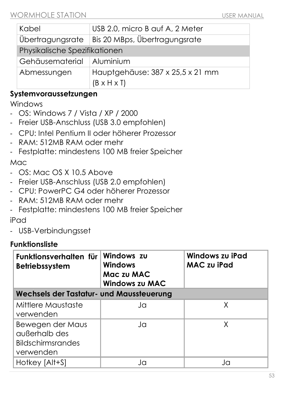 Systemvoraussetzungen funktionsliste | j5 create JUH320v2 USB 3.0 Wormhole Station User Manual | Page 53 / 155