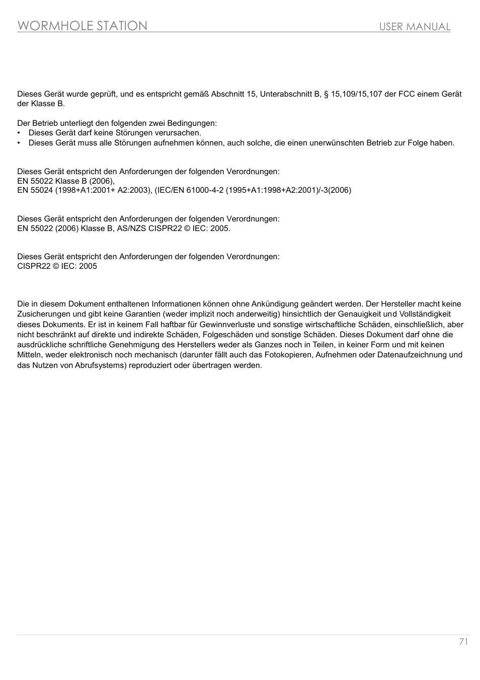 Einhaltung gesetzlicher vorschriften, Wormhole station | j5 create JUH320v2 USB 3.0 Wormhole Station User Manual | Page 71 / 155