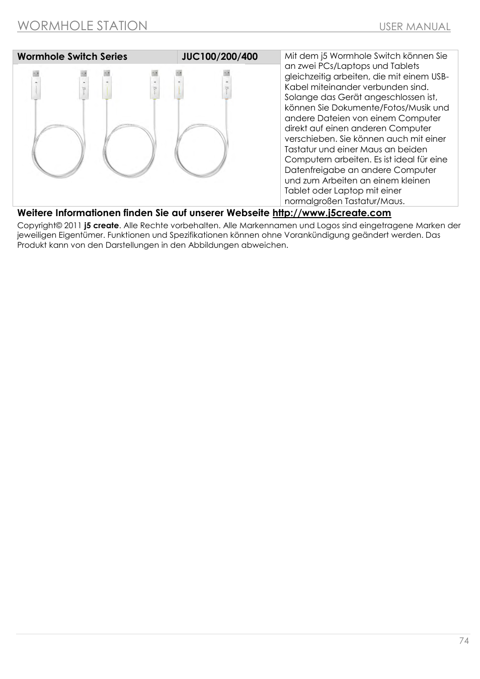 Wormhole station | j5 create JUH320v2 USB 3.0 Wormhole Station User Manual | Page 74 / 155