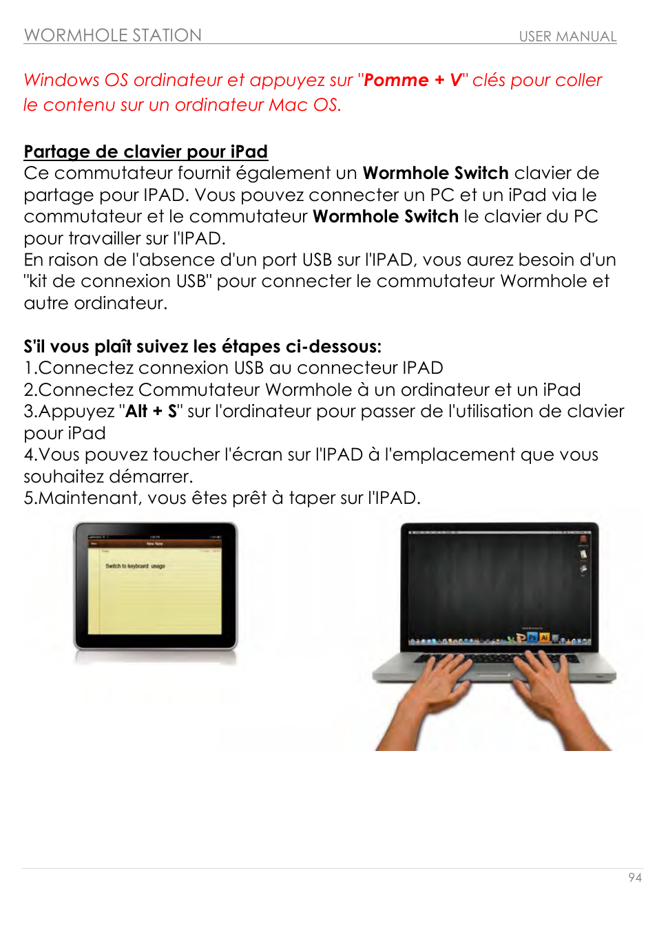 Partage de clavier pour ipad, Wormhole station | j5 create JUH320v2 USB 3.0 Wormhole Station User Manual | Page 94 / 155