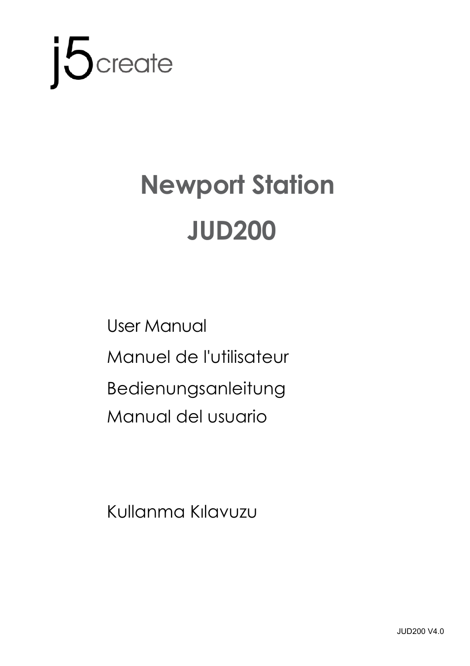 j5 create JUD200 USB 2.0 Newport Station User Manual | 350 pages