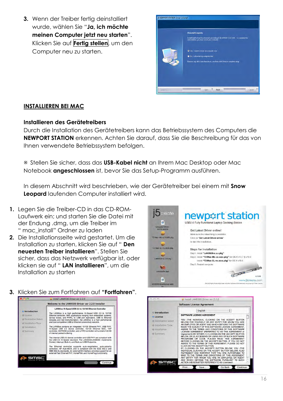 Installieren bei mac, Installieren des gerä tetreibers | j5 create JUD200 USB 2.0 Newport Station User Manual | Page 107 / 350