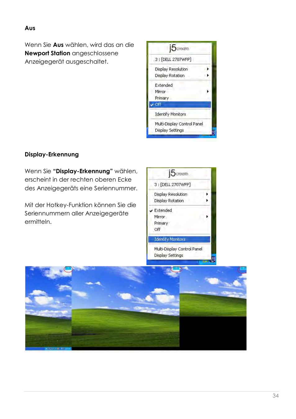 Display-erkennung | j5 create JUD200 USB 2.0 Newport Station User Manual | Page 125 / 350
