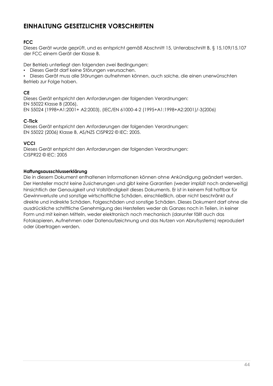 Einhaltung gesetzlicher vorschriften | j5 create JUD200 USB 2.0 Newport Station User Manual | Page 135 / 350