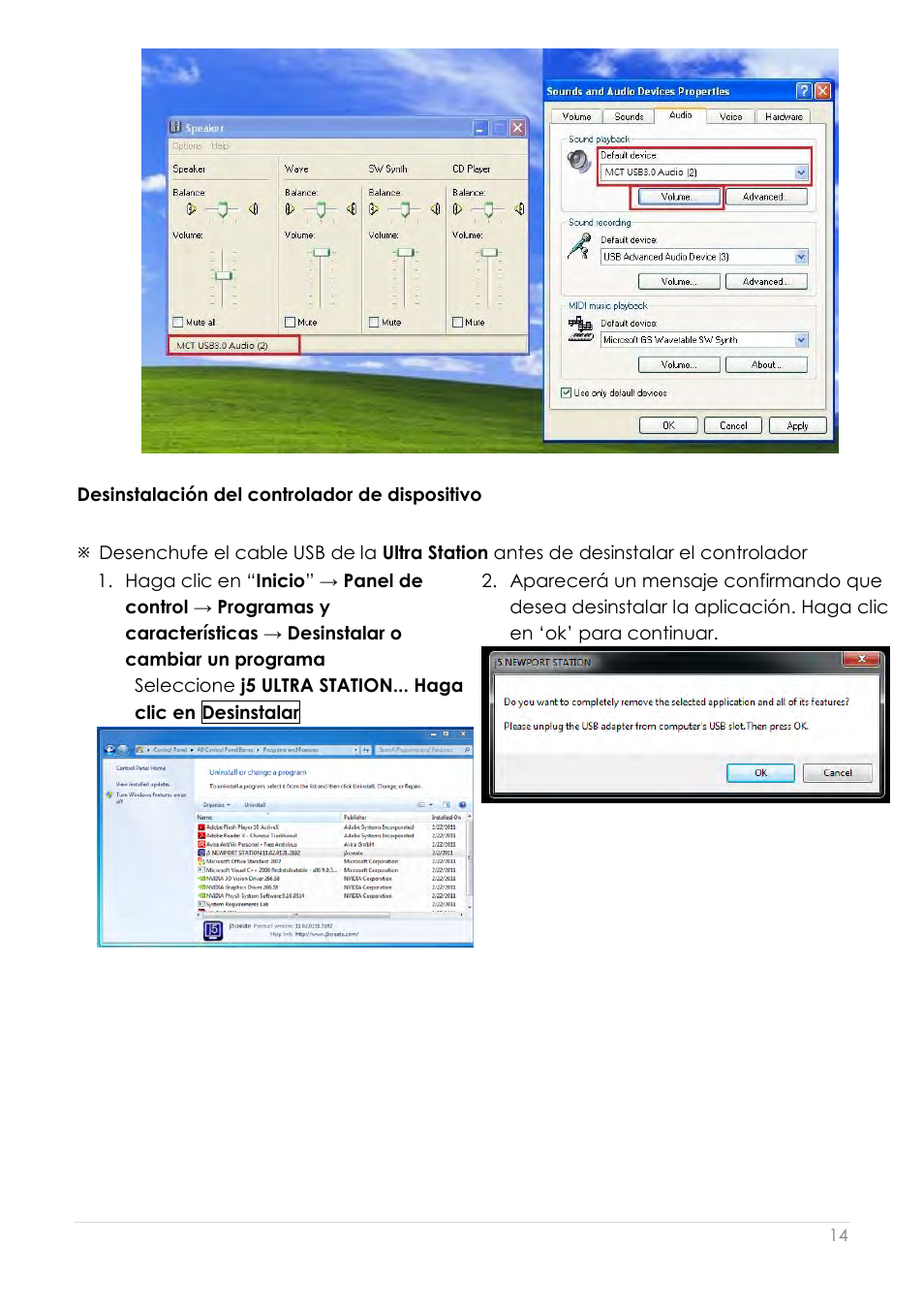 Desinstalació n del controlador de dispositivo | j5 create JUD200 USB 2.0 Newport Station User Manual | Page 152 / 350