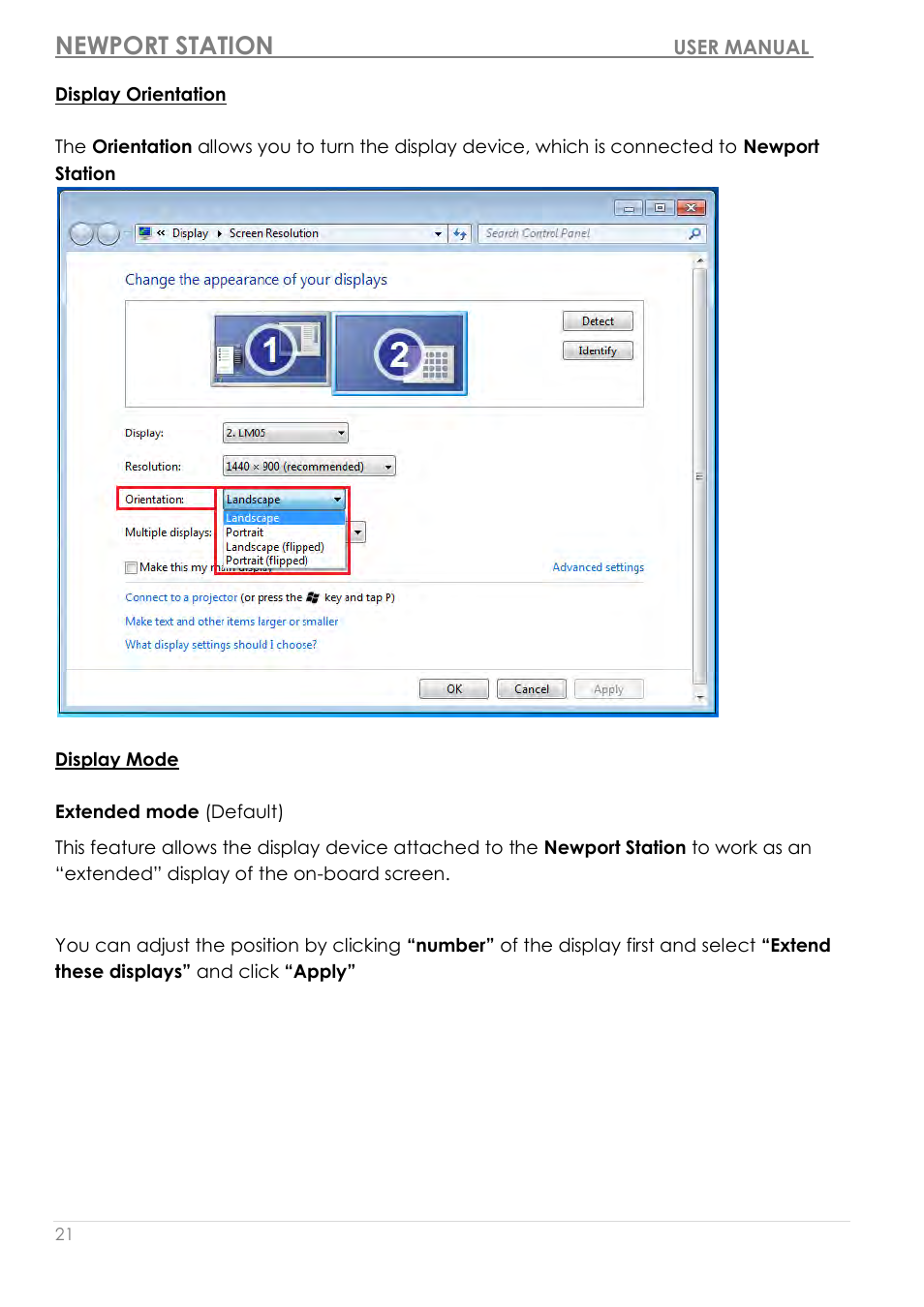 Display orientation, Newport station | j5 create JUD200 USB 2.0 Newport Station User Manual | Page 22 / 350