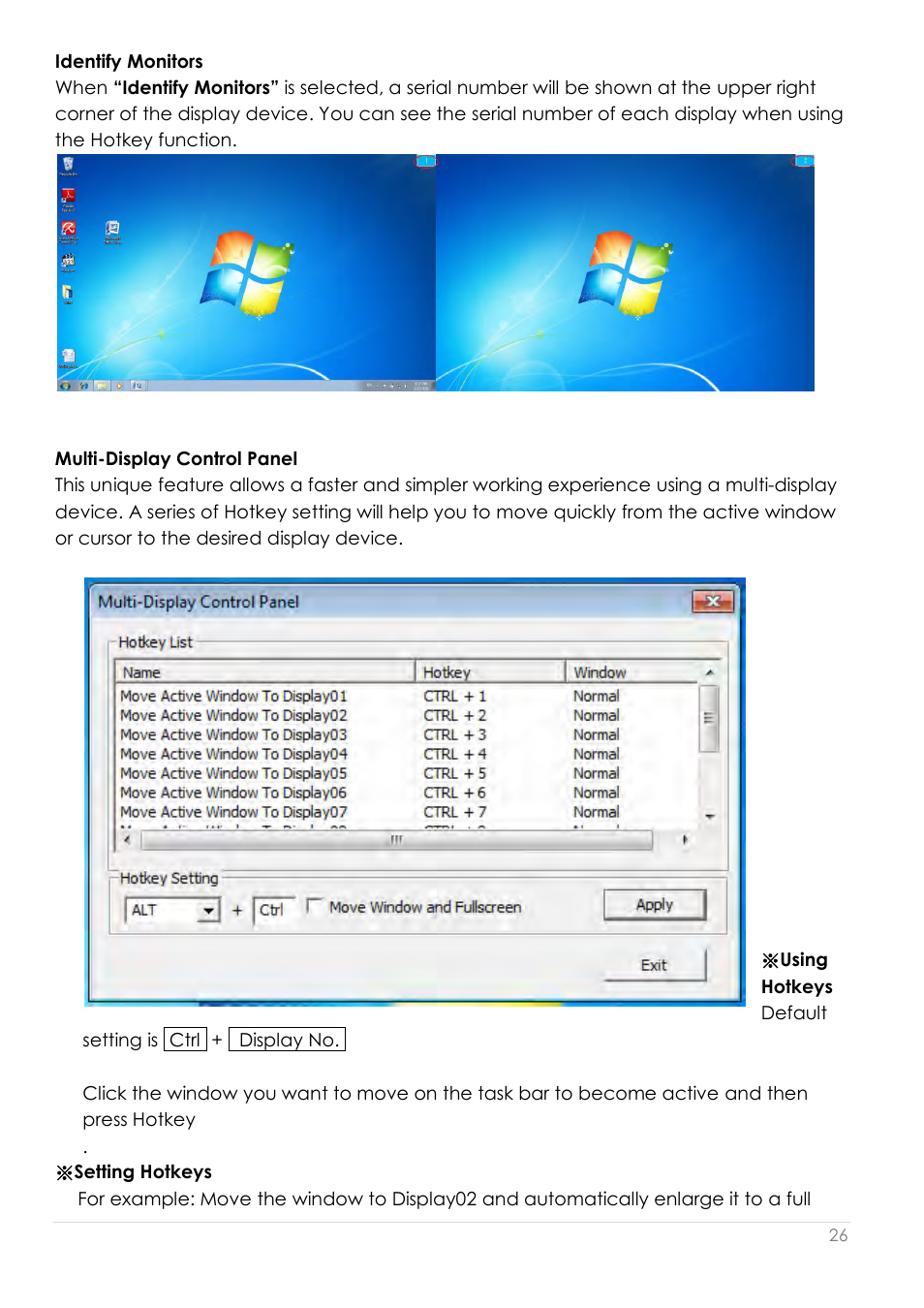 Identify monitors multi-display control panel | j5 create JUD200 USB 2.0 Newport Station User Manual | Page 27 / 350